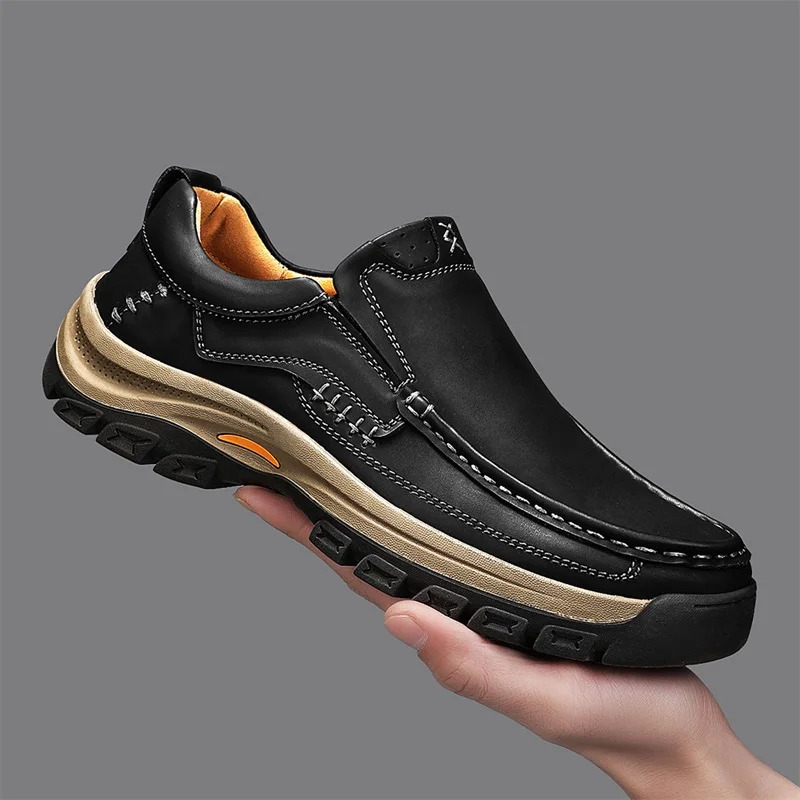 Stylish Mens Leather Loafers Men Thick Bottom Business Shoe Classic Leather Man Casual Shoes Senior Male Walking Footwear 251023