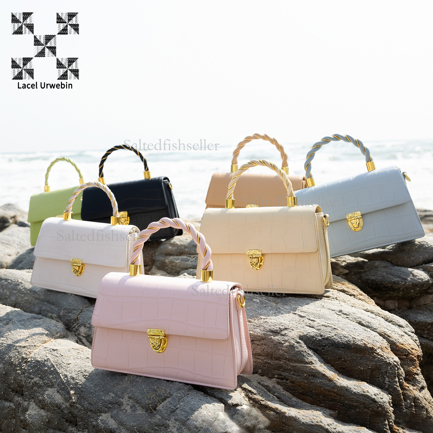 Lacel Urwebin Designer Niche Women's Handbag Spring And Summer New Item Crocodile Pattern High-end Fashion Single Shoulder Slanted Small Square B