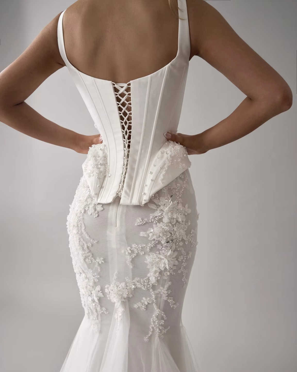 Customize Made Fantastic Sweetheart Mermaid Weddind Dress With Beading Pearls Appliques Trumpet Bridal Gowns