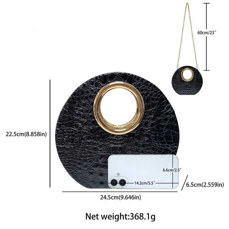 2025 Luxury Design Crocodile Pattern Leather Evening Clutch Bag Women Metal Ring Handle Handbags High End Party Shoulder Bag Z251024