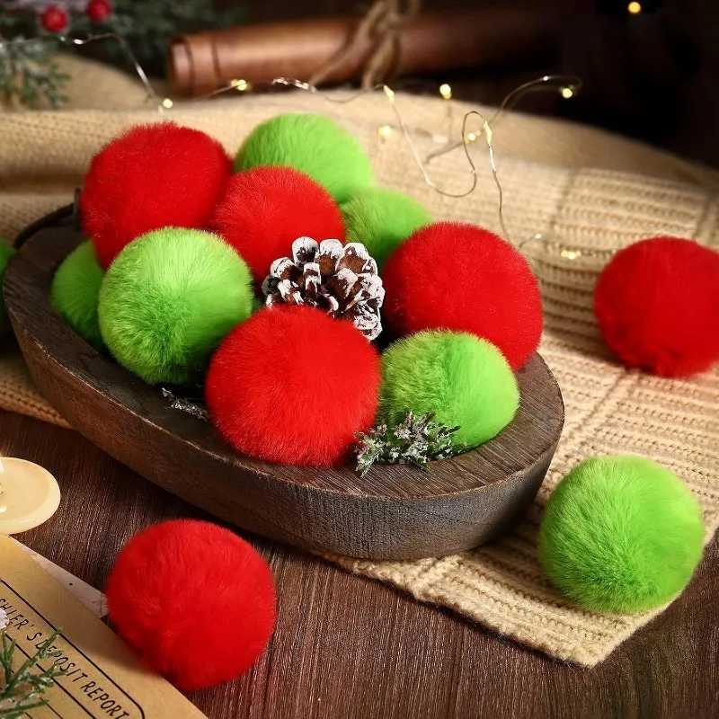 6Pcs 6cm Christmas Decoration Fluffy Ball Hanging Ornaments for Halloween Party Xmas Home New Year Gifts Navidad Decor Craft C251024