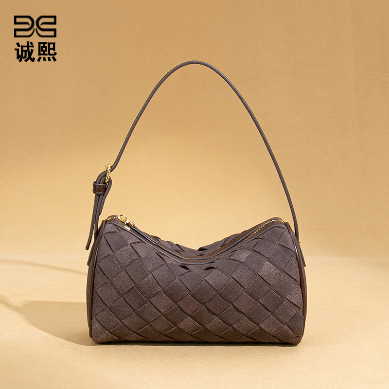 Luxury Brand Designer Bag New Nubuck Leather Handwoven Bag, Light Luxury Niche Shoulder Underarm Bag, Handheld Versatile Trendy Crossbody Pillow Bag