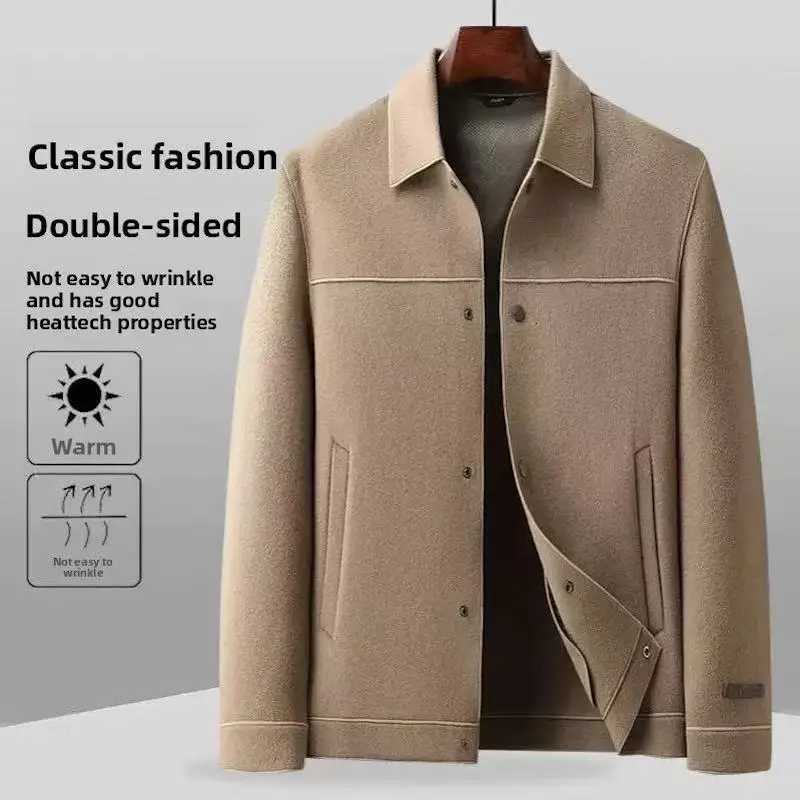 2025 AutumnWinter New Mens Double sided Intimate Coat Jacket with 70 Wool Content Thickened Warm Business Leisure CoatT251025