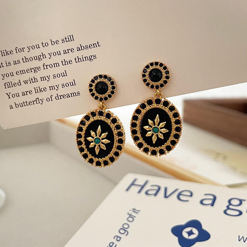 Luxury earrings Gold earrings S925 pure silver zircon compass octagonal star tassel earrings personalized high-end pendant earrings free shipping