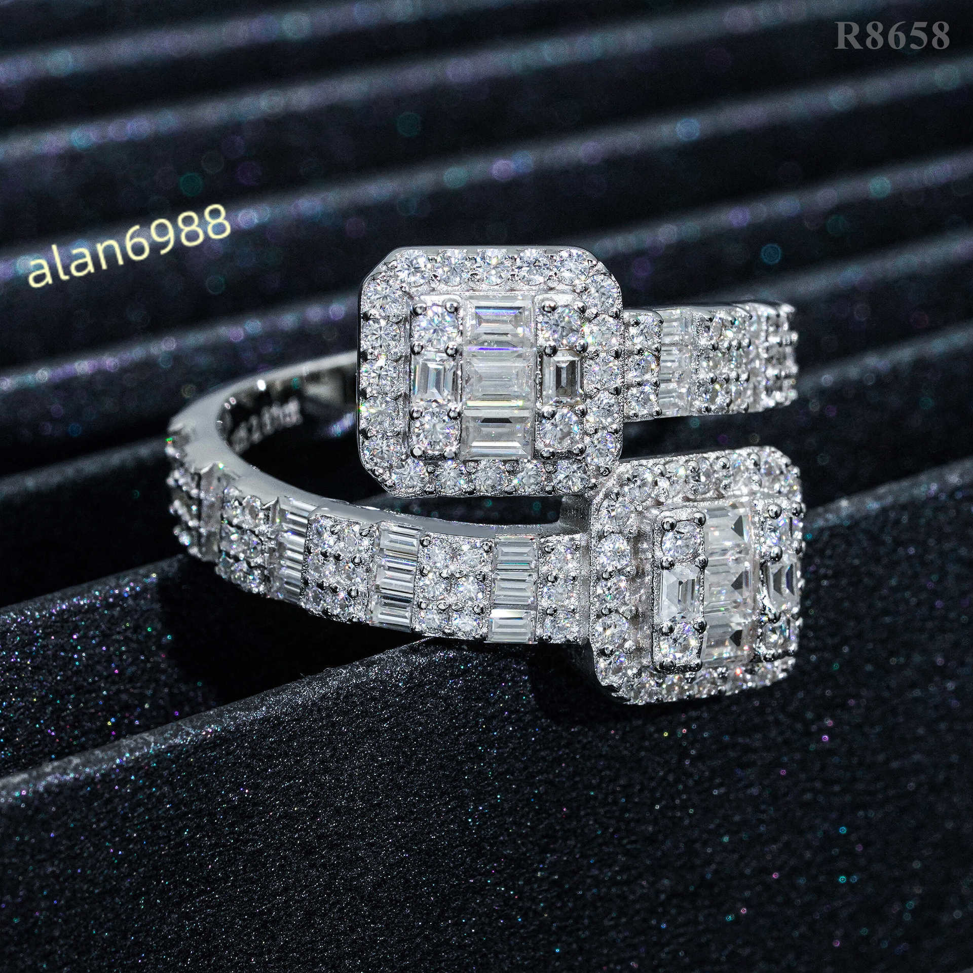 New Arrival 925 Silver Brilliant Round Emerald Cut Pass Diamond Test Sparkling D Color Moissanite Ring for Women Fine Jewelry