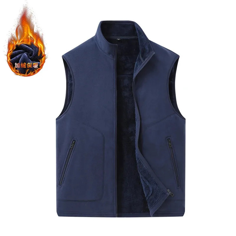 large sized fleece vest for men in autumn and winter thickened with fleece stand up collar waistcoat and sheepskin for warmth 251020