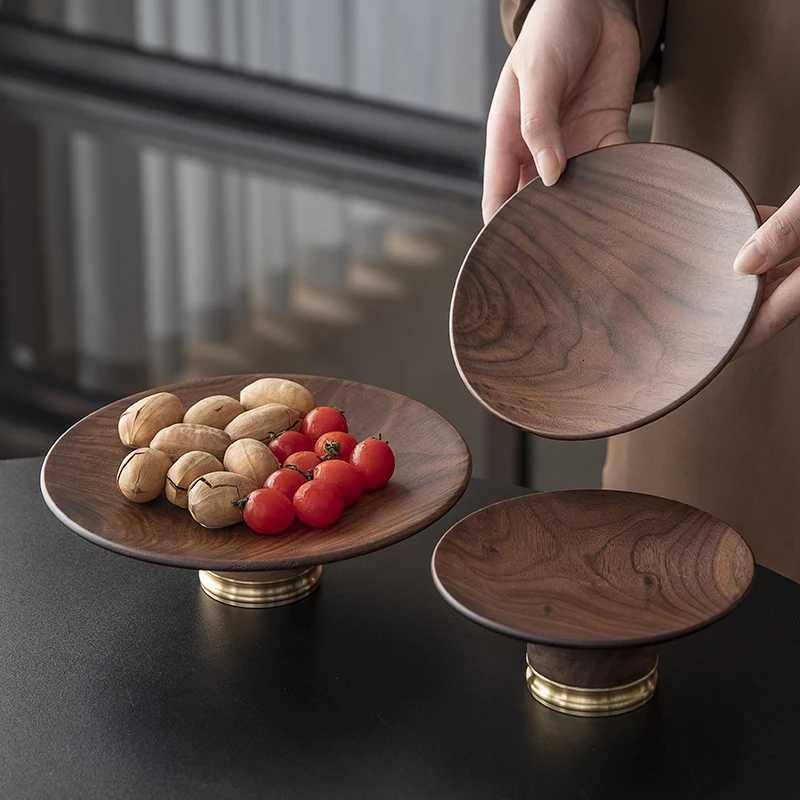 Exquisite walnut wooden Tea Tray Dried Fruit Snack Fruit Plate Dessert Plate Tea shop tea tray Cake Pan Dim Sum Dish Plates Y251025