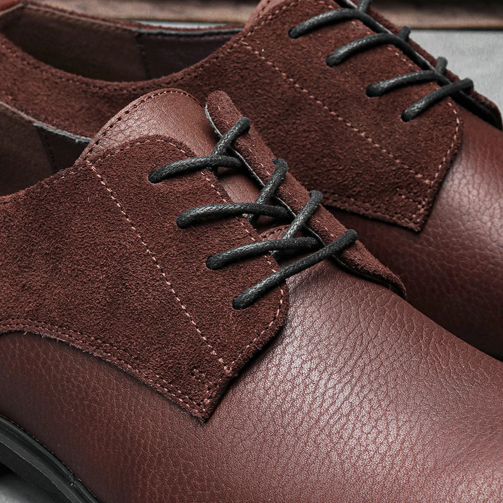 Genuine Leather Men Derby Shoes Thick Sole Men Casual shoes Men Leather Shoes 251023