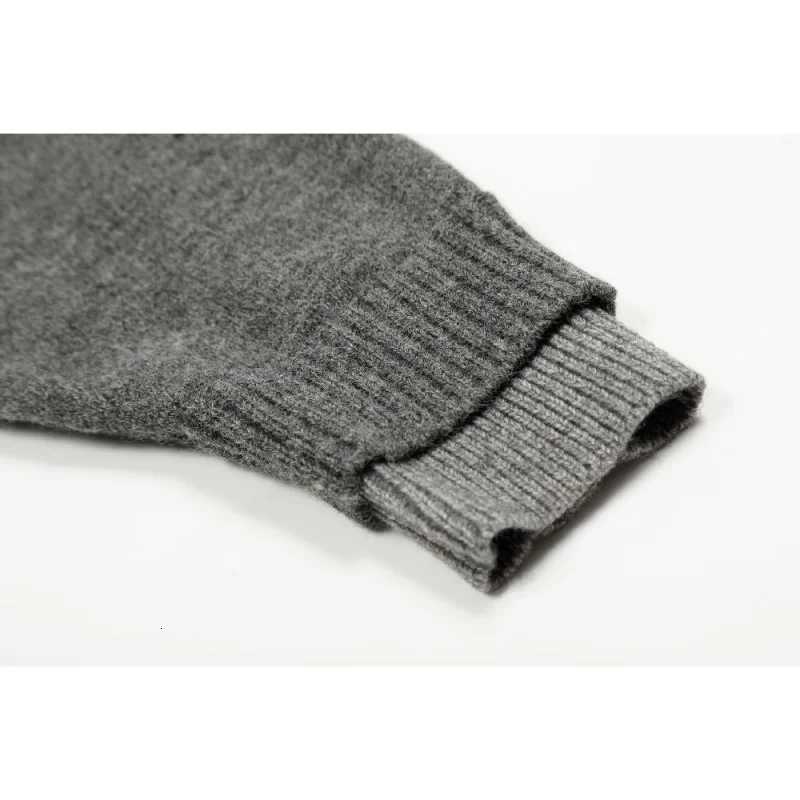 Mens Gray Polo Collar VNeck Sweater 2025 Autumn New Business Style Casual Knitted TopT251025