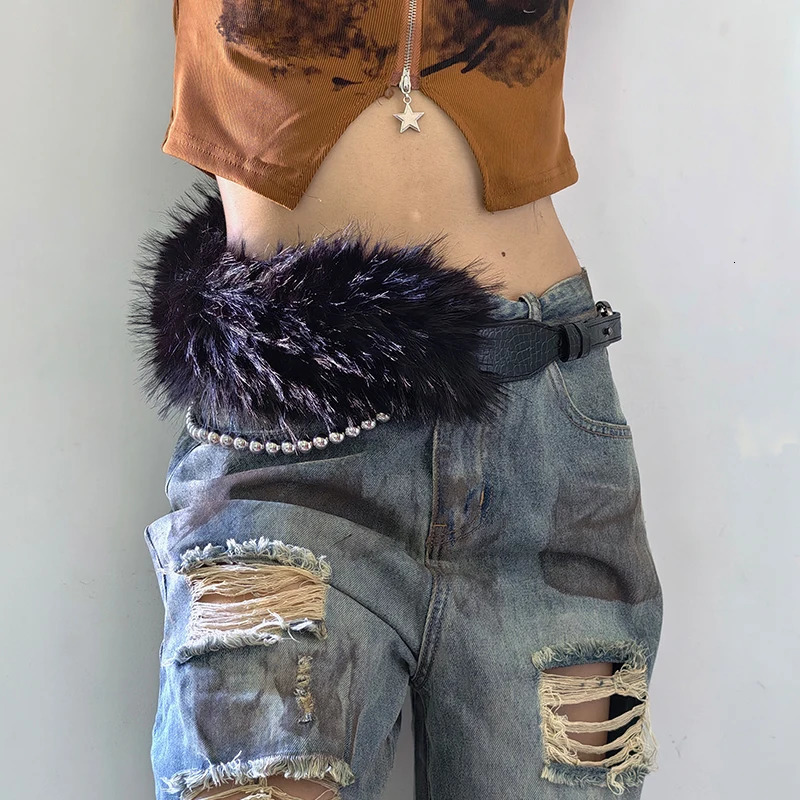 Furry Belt Y2k Belt Subculture Autumn Winter Retro AllMatch Plush Waist Chain Fur Waist Seal Girl Sexy Belt 251023