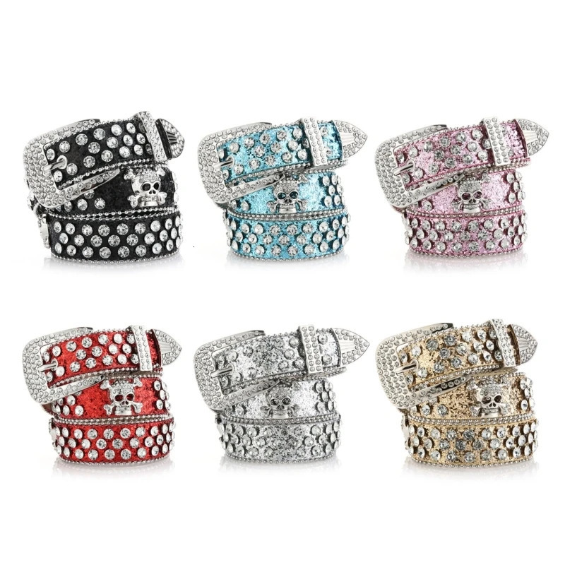 Head Skull Buckle Belts Women Puleather Strap Rhinestone Buckle Belts Western Cowboy Y2k Girls Fashion Belt for Jeans 251024