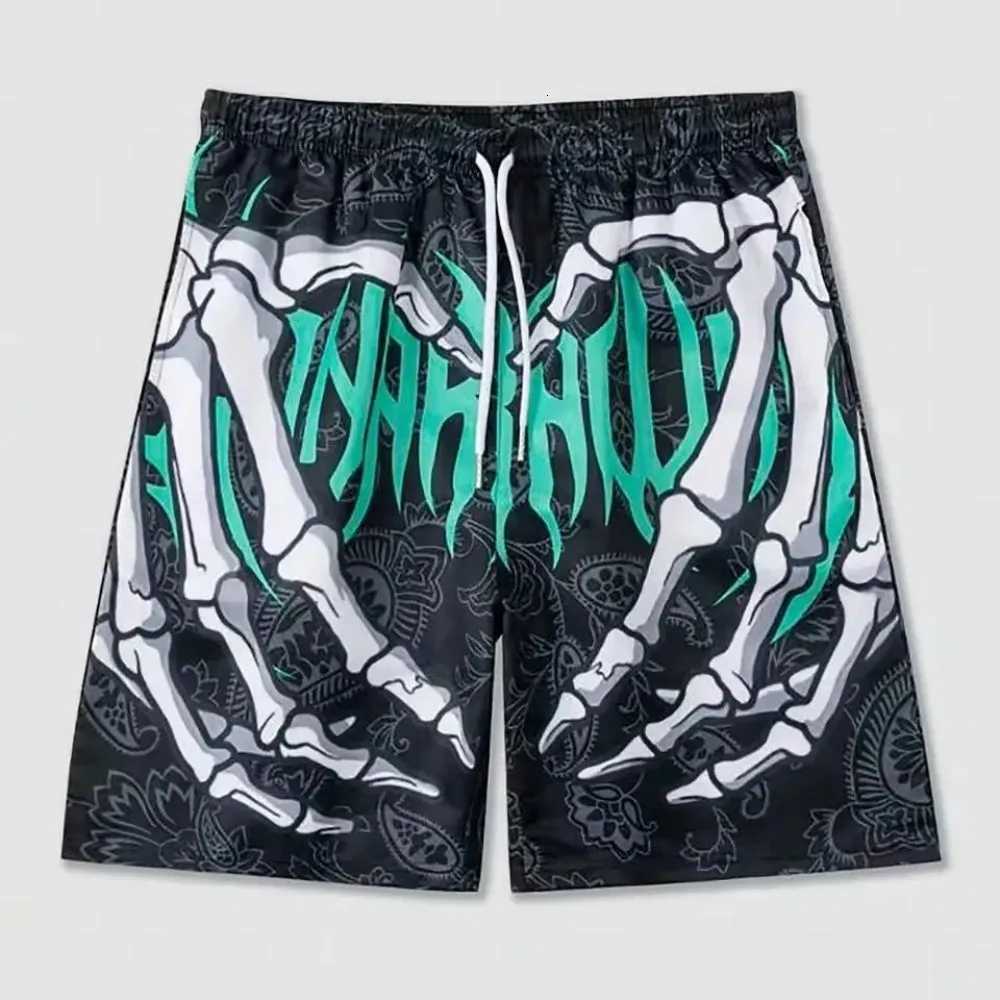 Mens summer skeleton hand element printed quick drying breathable shorts suitable for outdoor casual wearXJ251025
