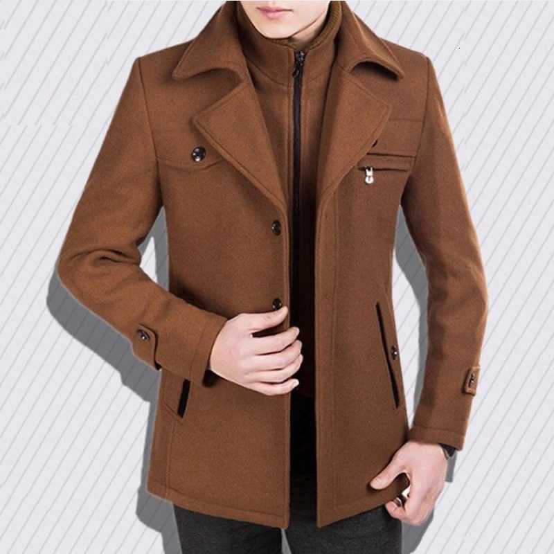 Mens Woolen Coat Short Cashmere Jacket Male Autumn Winter Overcoat Suit Collar Wool Coat thicked Woolen Jacket Man ClothesT251025