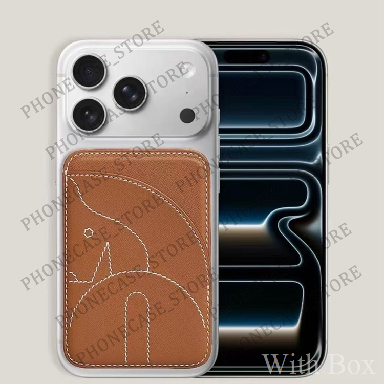 Designer Magnetic MagSafe Card Holder iPhone Phone Case All Fitted Luxury Leather Universal Mini Wallet Work ID Bank Credit Bus Hi Quality Cover With Box SZY 1023