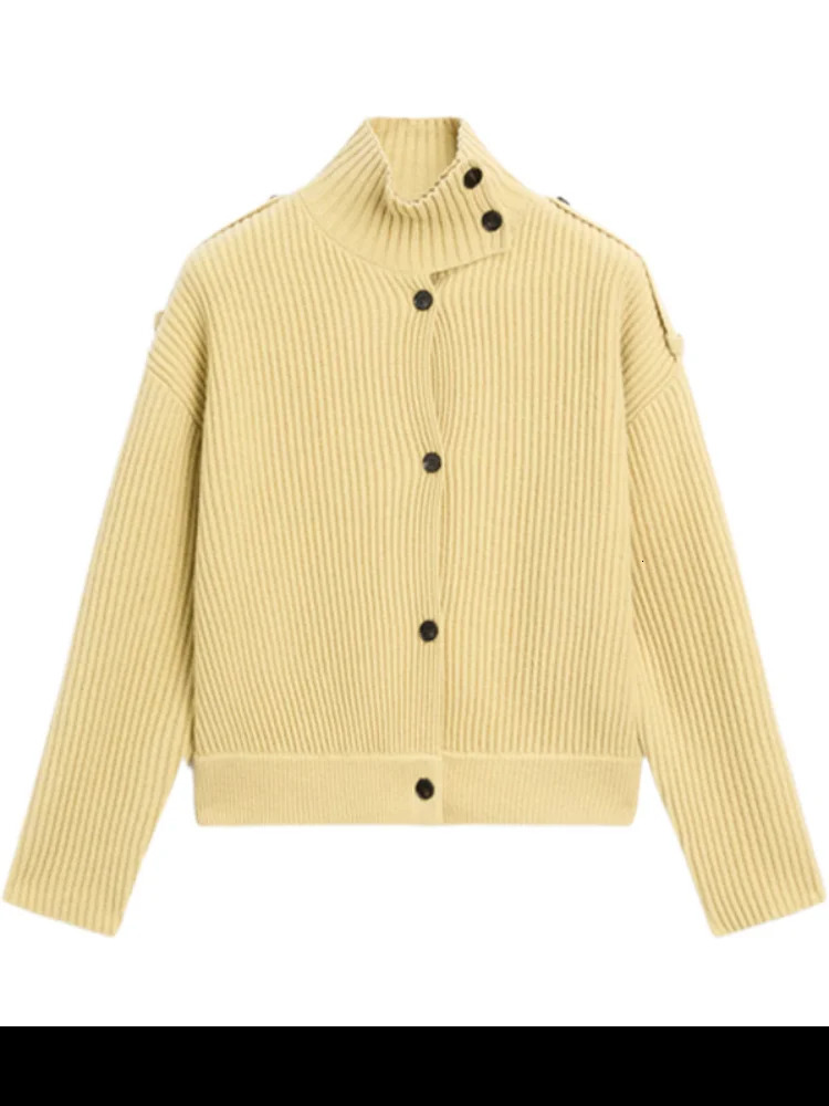 Knitted Womens Cardigan Stand Collar Full Sleeve SingleBreasted Solif Female Cardigans Autumn Fashion Chic Lady Outwears 251021