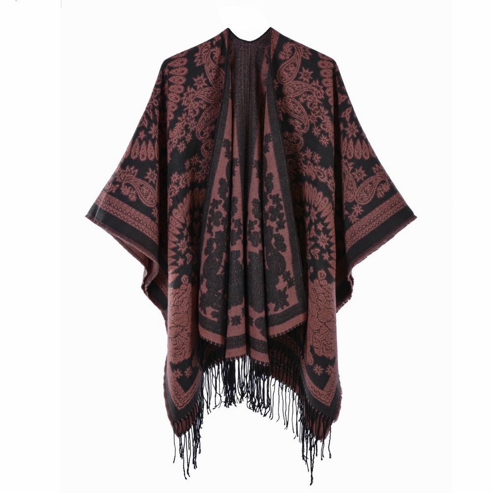 Autumn Winter Scarf Womens Ethnic Style Shawl Scarf Split Cape Travel Outerwear Warm Cape