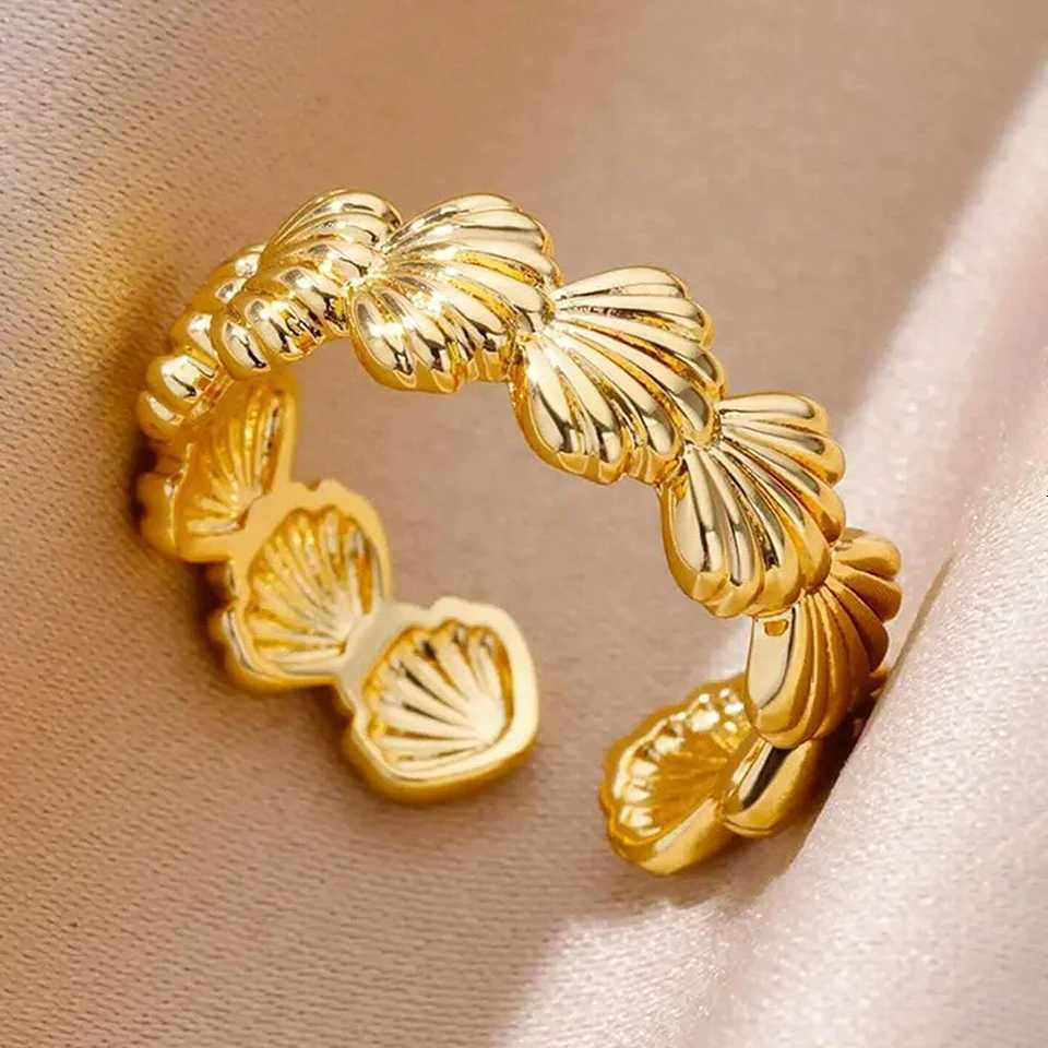 DGIDDK Vintage Shell Ring Women Stainless Steel Shell Ring Jewelry Wedding Statement Summer Ocean Jewelry Valentines Day GiftXJ251025