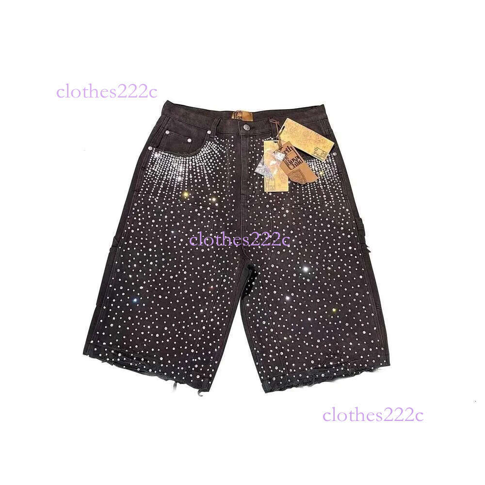 Streetwear Couple Vintage Rhie Sequined Y2k Cowboy Hip Hop Loose Sport Denim Casual Shorts
