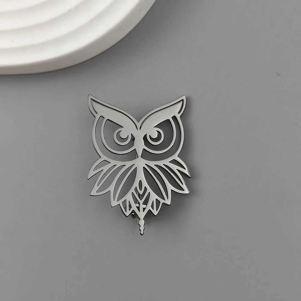 Fashion punk style hollow owl stainless steel goldplated 18K brooch black suit accessories wedding matching set J251115