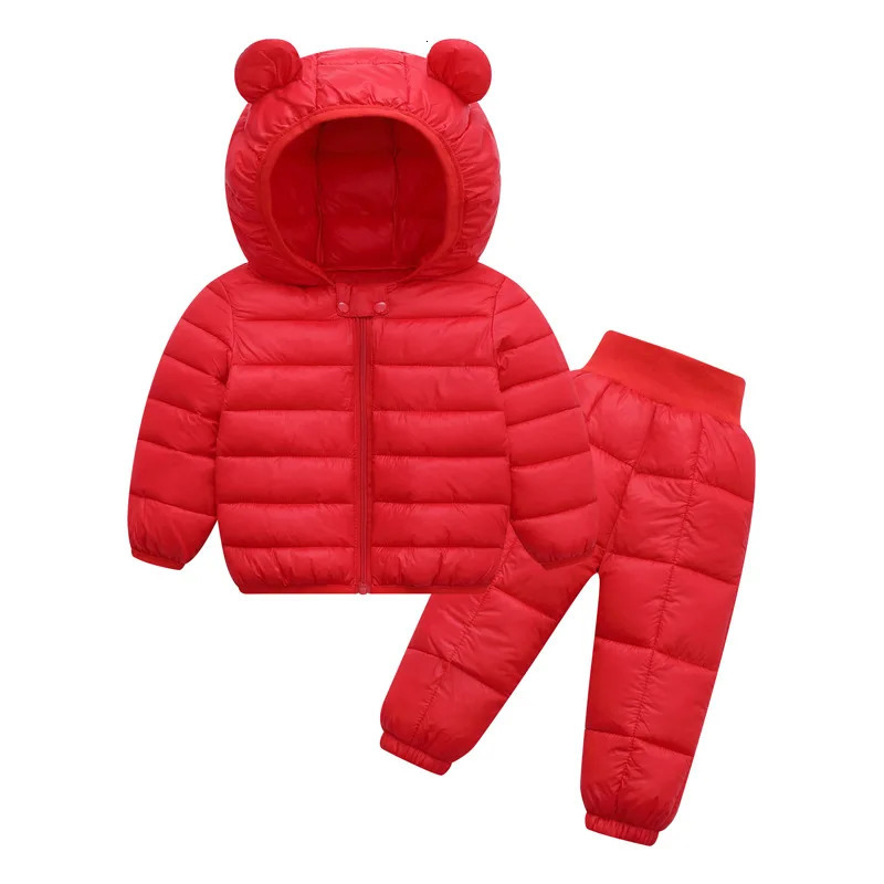 Baby Winter Down Sets Boys Girls Solid Color Warm Suits Children Hooded JacketsPants 2Pcs Outfits Kids Casual Clothes 15 Years 251023
