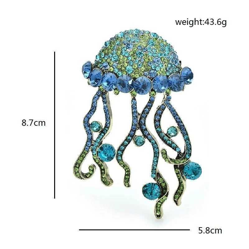 Women Shining Jellyfish Pins Rhinestone Beautiful Sea Animal Party Brooch J251115