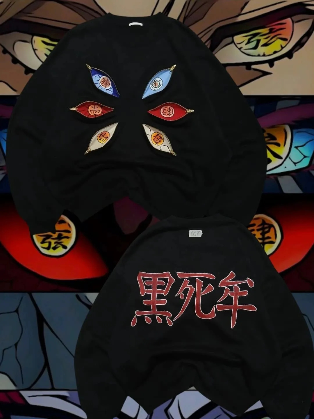 Twelve Kizuki Zipper Eyes Graphic T Shirts Harajuku Vintage Long Sleeve Goth Style Streetwear Kokushibo Y2k Tops Men clothing 251020