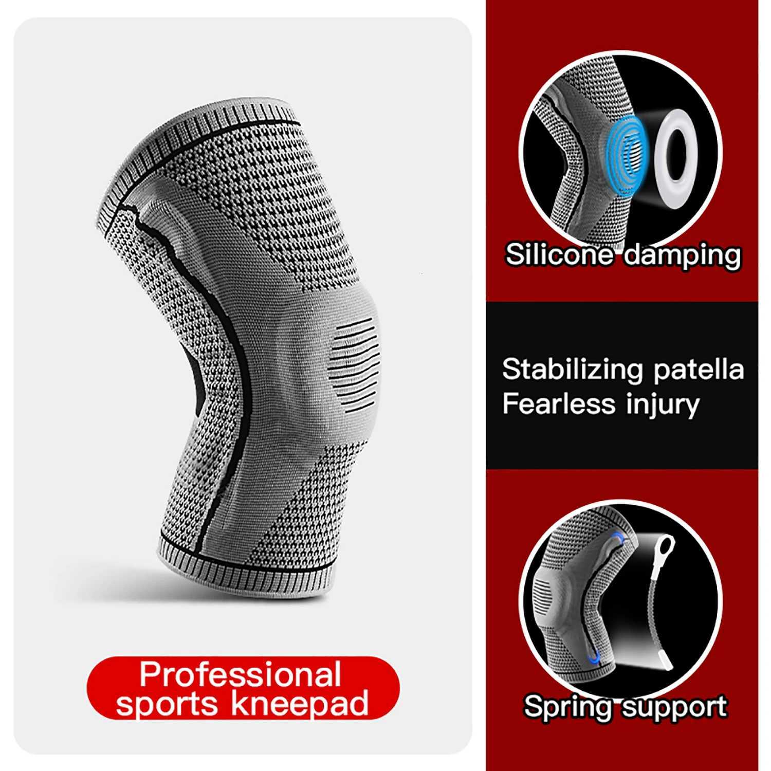1PC Sports Knee Pads Meniscus Patella Supports Silicone Kneecaps Men Compression Knee Sleeve For Gym Fitness Running Protection Y251024