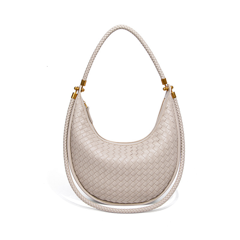 Spring Summer New Woven Women's High-end Luxury Crescent Single Shoulder Crossbody Handheld Underarm Half Moon Bag