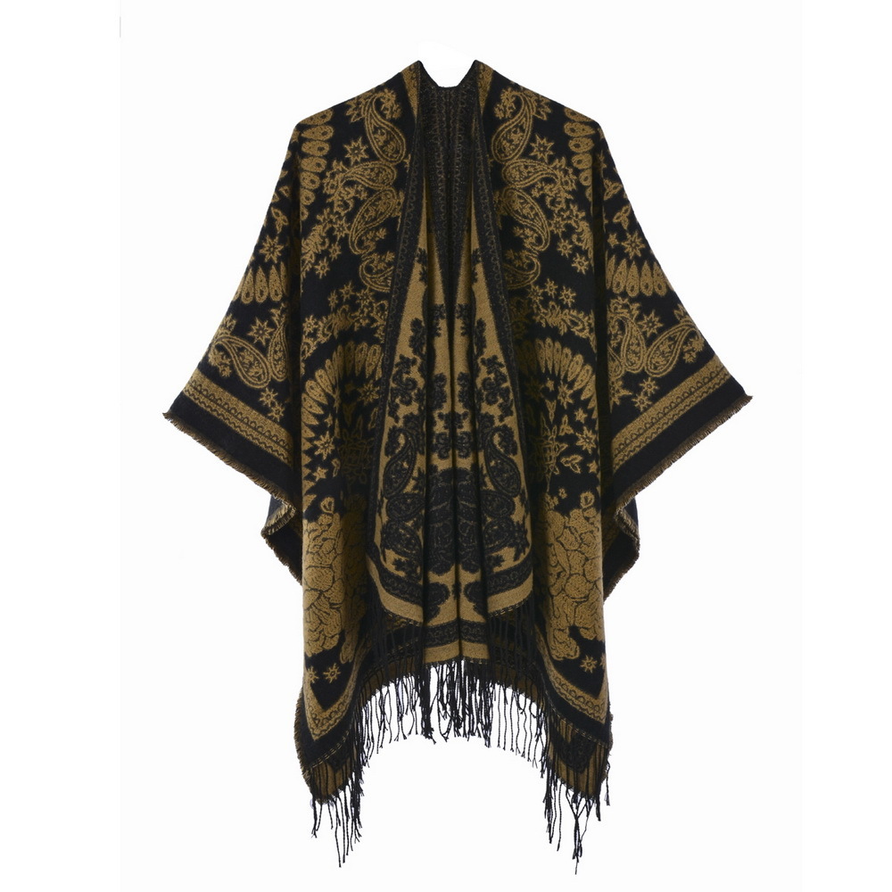 Autumn Winter Scarf Womens Ethnic Style Shawl Scarf Split Cape Travel Outerwear Warm Cape