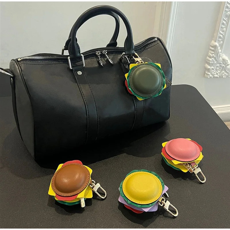Hamburger Headphone Bag Charm Keychain Mini Burger Purse Pendant For Airpods Case Headphone Hanging Decor Unisex Accessories 251023