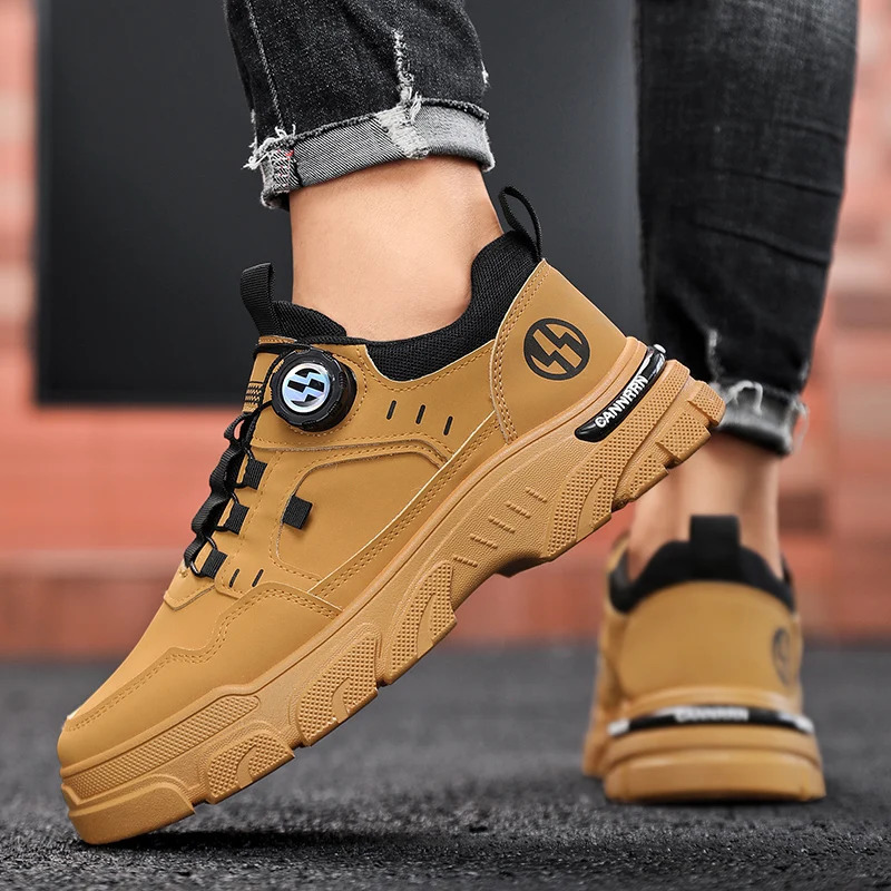 Mens boots autumn and winter rotating shoelaces fashion casual boots youth outdoor boots anti slip soft sole workwear boots 251023
