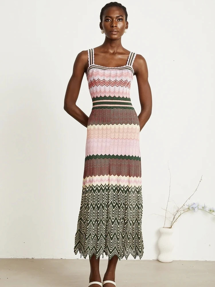 Knitted Dubai Arab Long Maxi Women Elegant Sleeveless Vintage Dresses Vacation Wear Trendy Boho Dress 251022 C260312