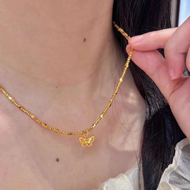 Same Style Disco Bead for Women, Exquisite Fashionable Colorful Butterfly Necklace Pendant Choker