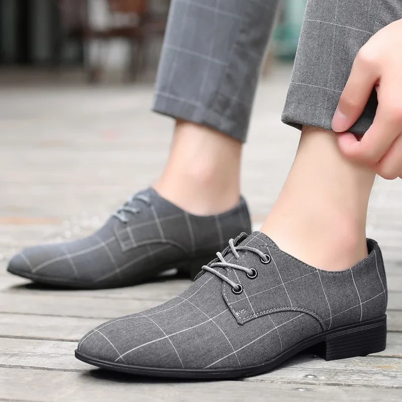 Mens Dress Shoes Breathable Canvas Shoes Pointed Toe Business Casual Shoe Wedding Shoes for Men LaceUp Oxford Shoe Big Size48 251023