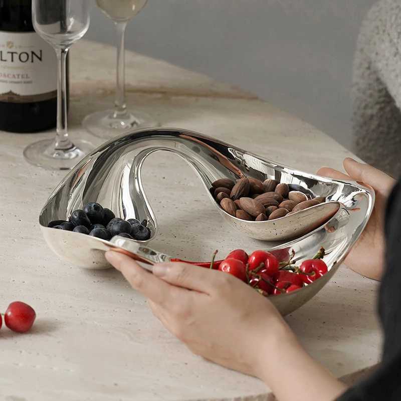 Stainless Steel Snack Dessert Serveware Dish Nordic Fruit Candy Tray Plate He Table Decoration Dim Sum Dried Serving Bowl Y251025