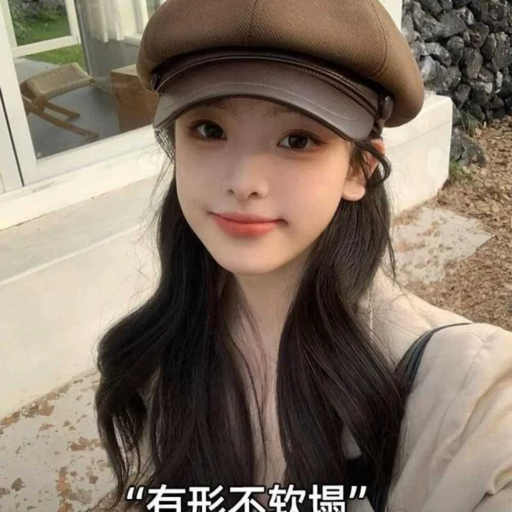 Elegant Winter Beret for Wen Thermal Li Octagonal Hat with Duck Bill Brim Artistic Painter Style C Y251025