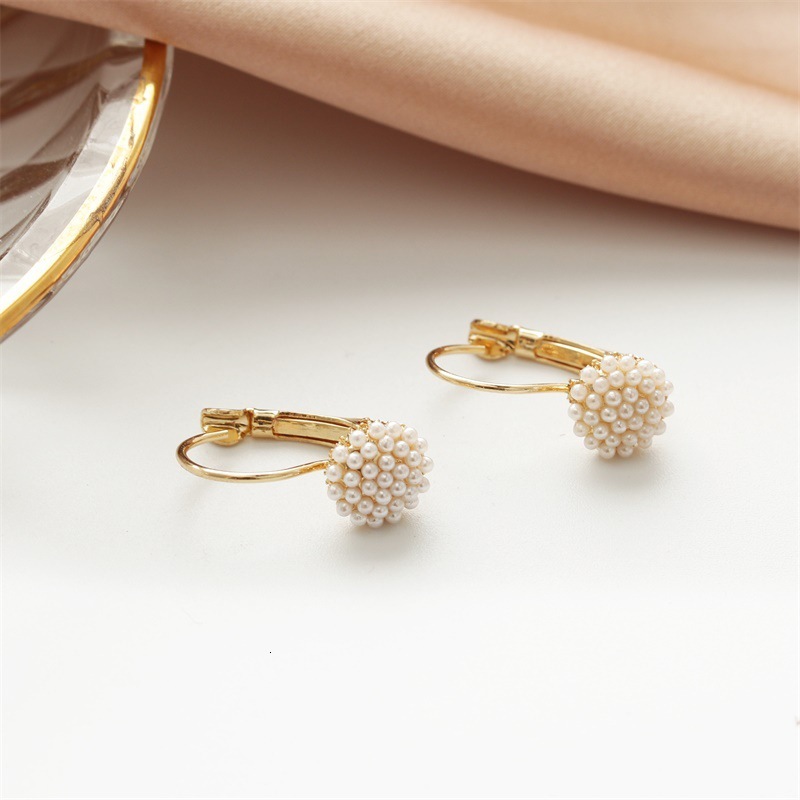 Korean Style Accessories Fashion Round Commuting Ear Jewelry Cute Small Rice Pearl Stud Earrings