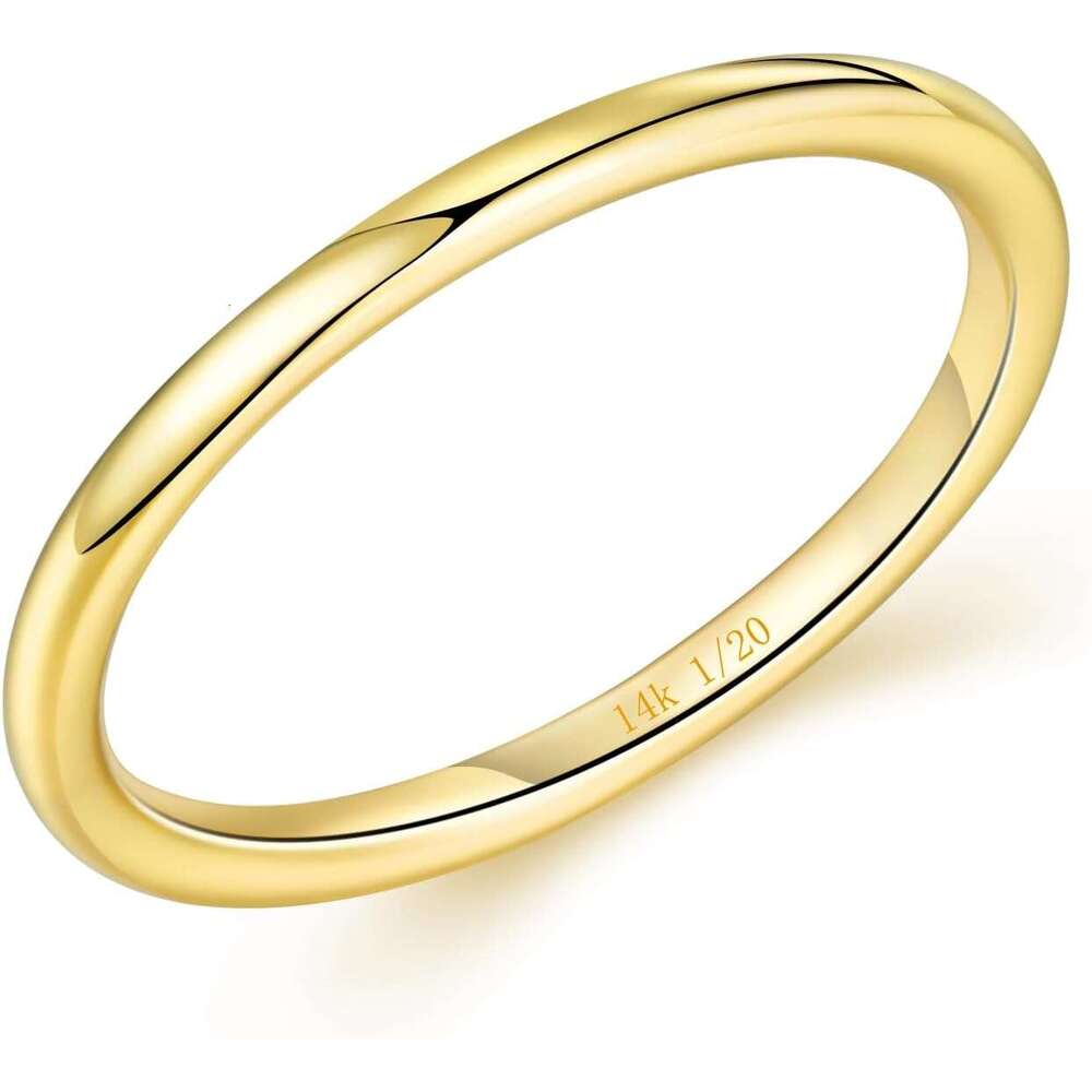 Stacking for Women sterling sier14K Vermeil Rings Stackable Thin Gold Plain Pinky Thumb Midi Statement Band Ring Christmas gifts Comfort Fit Size5 to1