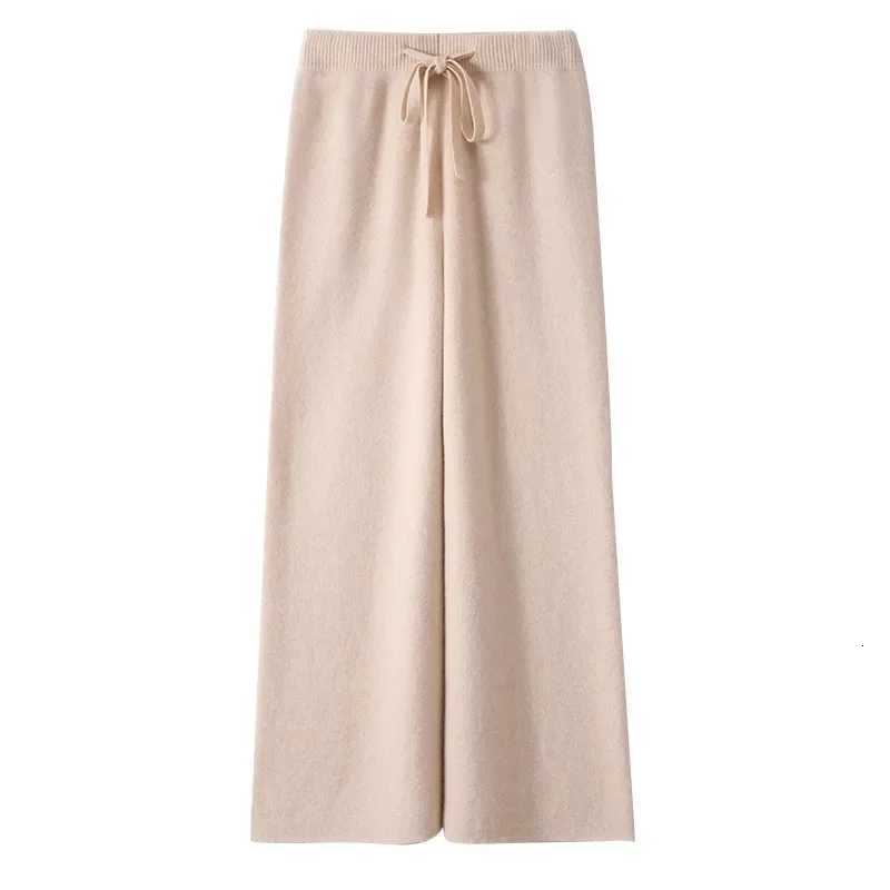 Wool Knitted WideLeg Pants for Women Loose Leisure AllMatching Soft Glutinous Thickened Straight Long Pants for Outer WearT251025