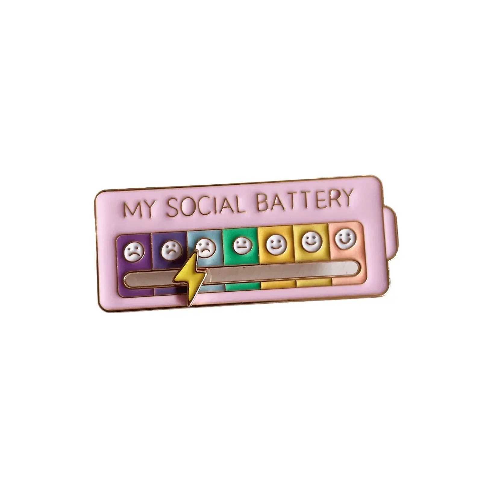 My Social Power Battery Brooch Social Power Enamel Badge Transform Mood Energy Brooche Alloy Badge Gift Brooches for Women Pin J251115