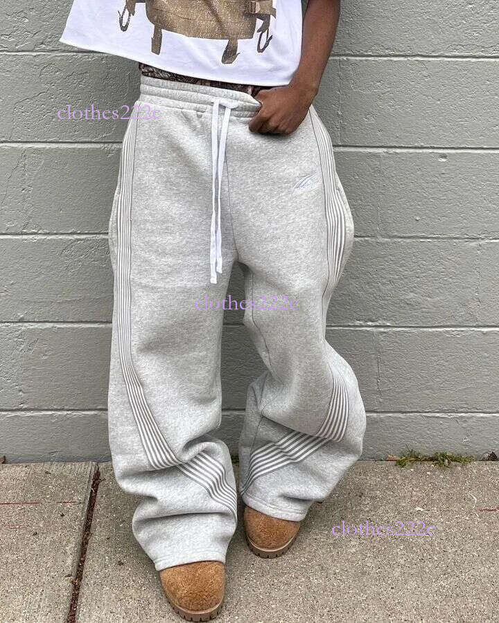 American Y2k Pants Mens Womens Haruku Hip Hop Striped Letters Embroidery Retro Baggy Sweatpants Drawstring Trousers