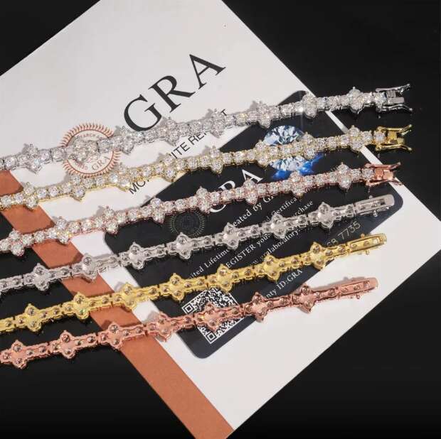 Hot Selling Sterling Sier Lab Dia Iced Out Vvs Moissanite Hip Hop Jewelry Tennis Chain BraceletFree of charge delivery