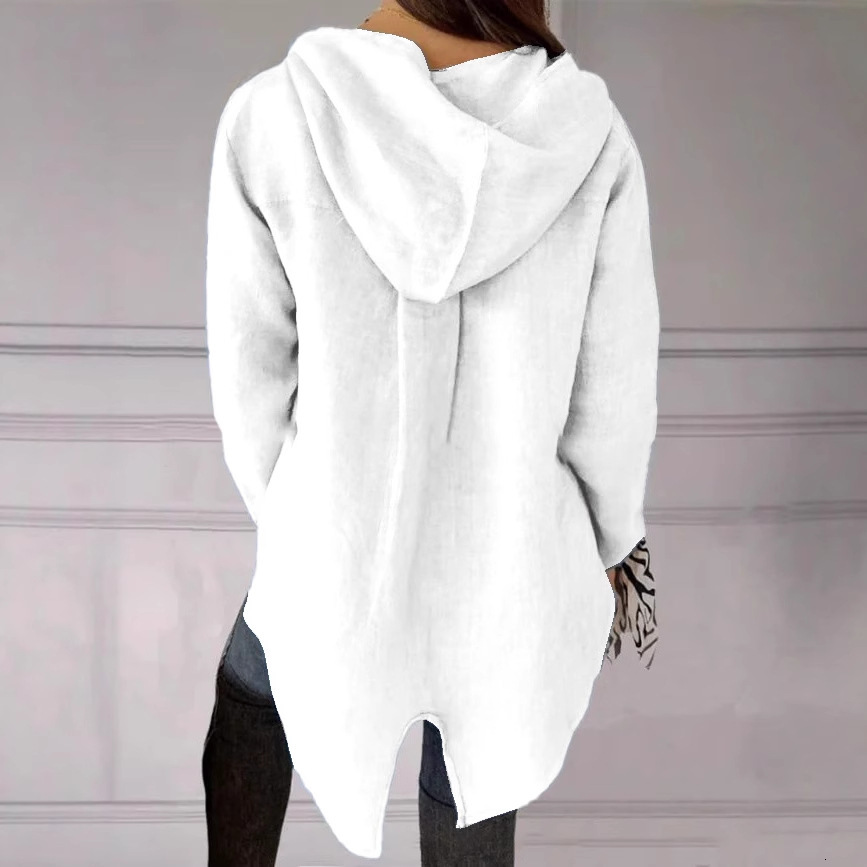 2025 New Womens Hooded VNeck TShirt Loose Slimming Long Sleeve Top