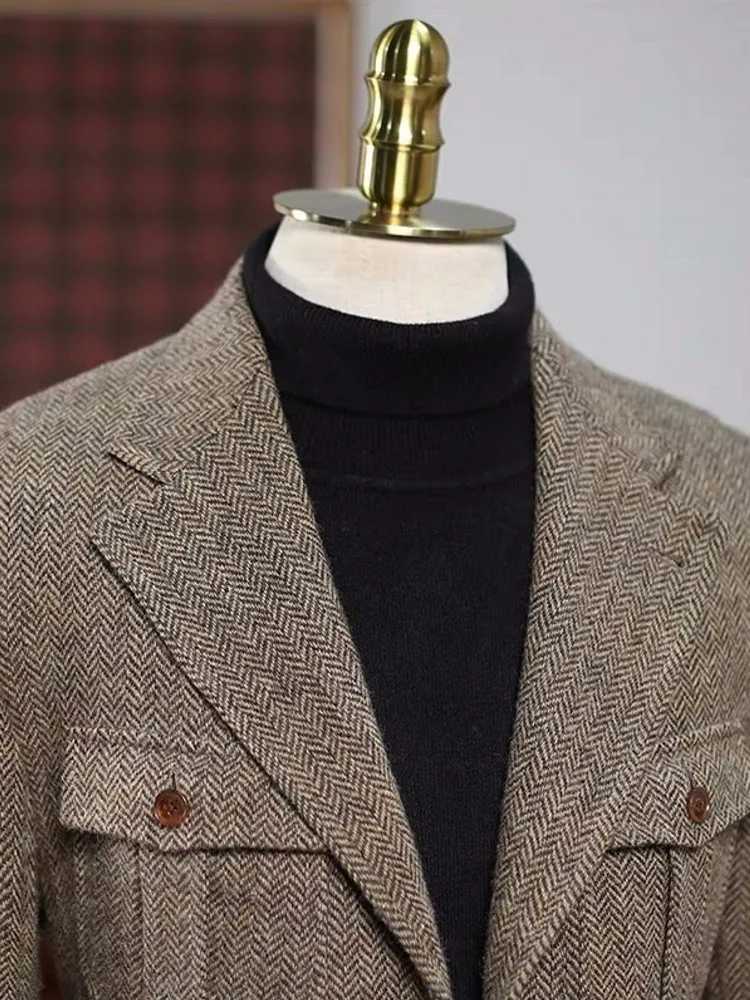 Business Men Multi Pockets Single Breasted Slim Fit Woolen Blends Jacket Office Work Autumn Outerwear Suit Coat Plus Size 5XLT251025