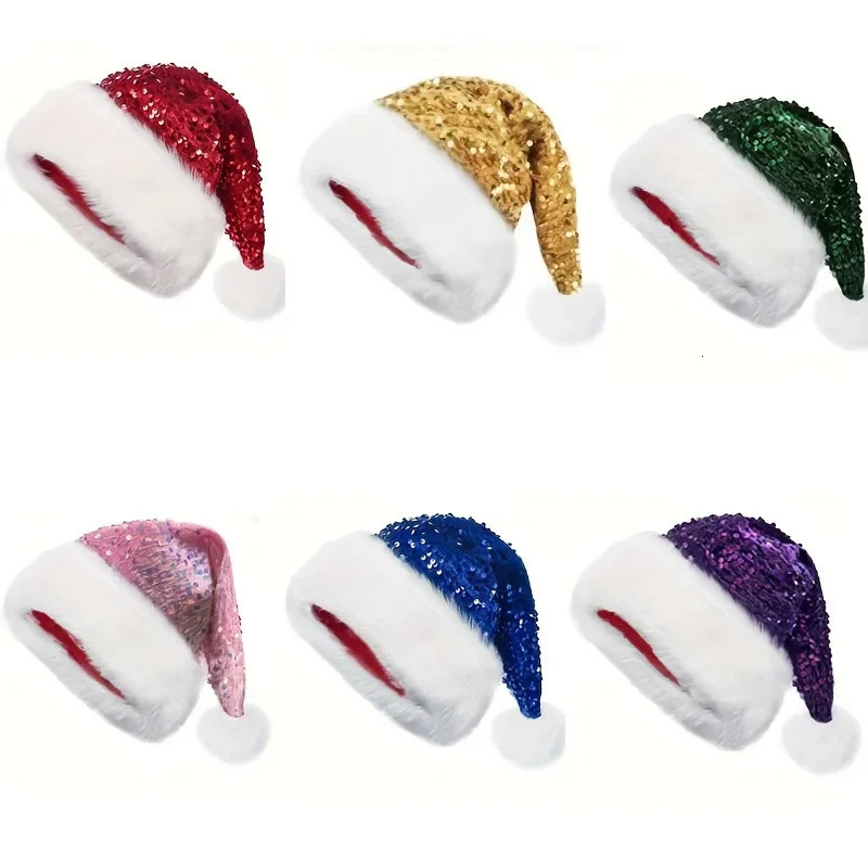 Christmas Decoration Atmosphere Hat Double Hat Plush Hat Adult Large Thickened Long Hair Christmas Hat 251023