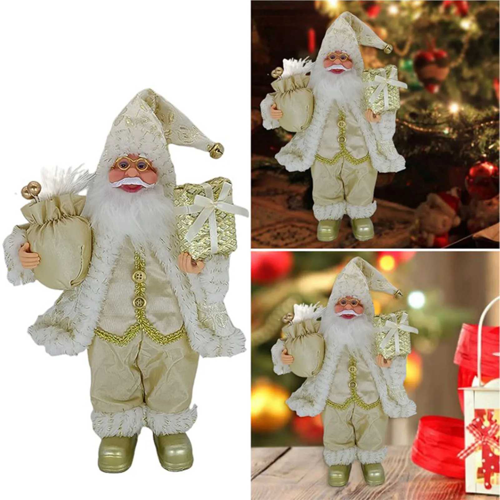 Christmas Sitting Standing Santa Claus Figurines Doll Cute 12inch Xmas Tree Party Ornament Table Office Fireplace Home Decor C251024