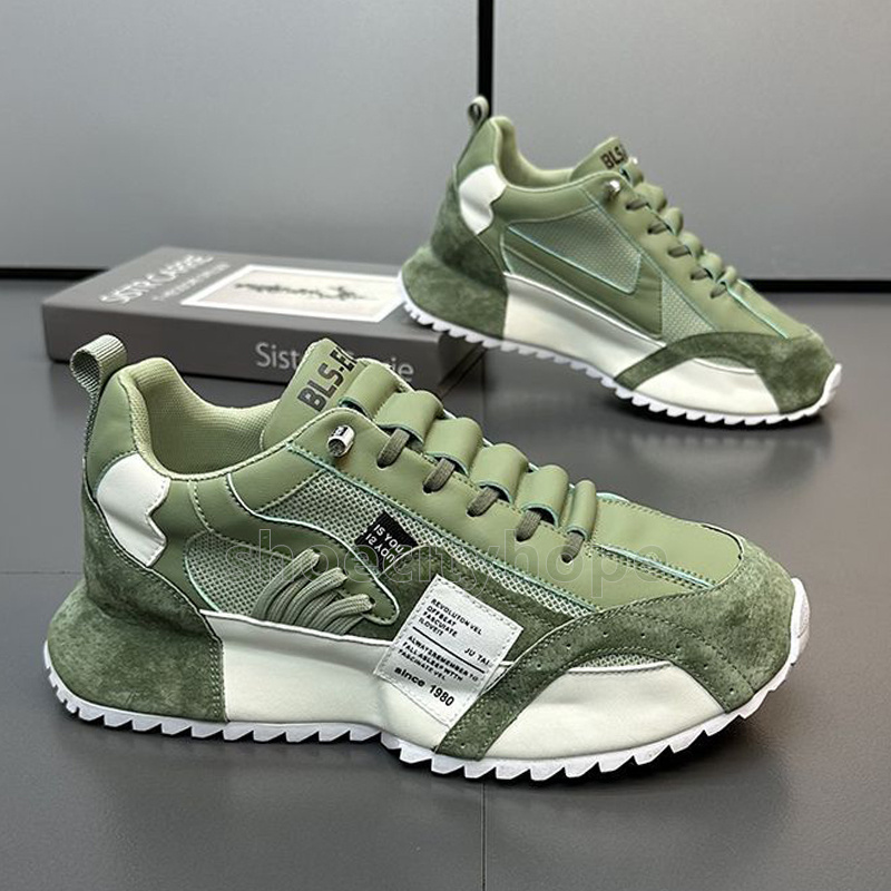 Designer Shoes vintage casual sneakers Grey Green Camel trainers comfort breathable Mesh Sport Fitness High-Cushioned Support thick soles mens shoes S