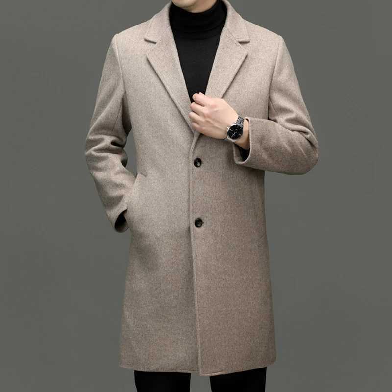 Smart Sophistication Men Elegant Wool Blend Coat Winter Autumn Essential Collection Men Business Casual Cashmere Overciat OOTDT251025