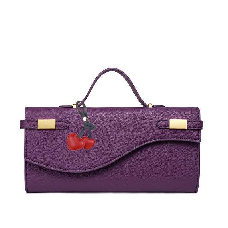 Cherry Red Envelope Wine Red Envelope Black Bag European And American Fashion Palm Pattern Flip Hand Organ Upscale New Handbag Z251024