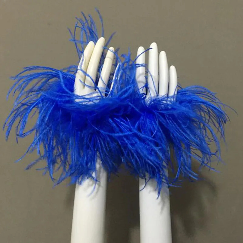 Ostrich Feather Cuffs Bracelet Wrist Arm Sleeve Party Wedding Bride Concert Elegant Furry Fluffy Bangle 1 Pair 251023